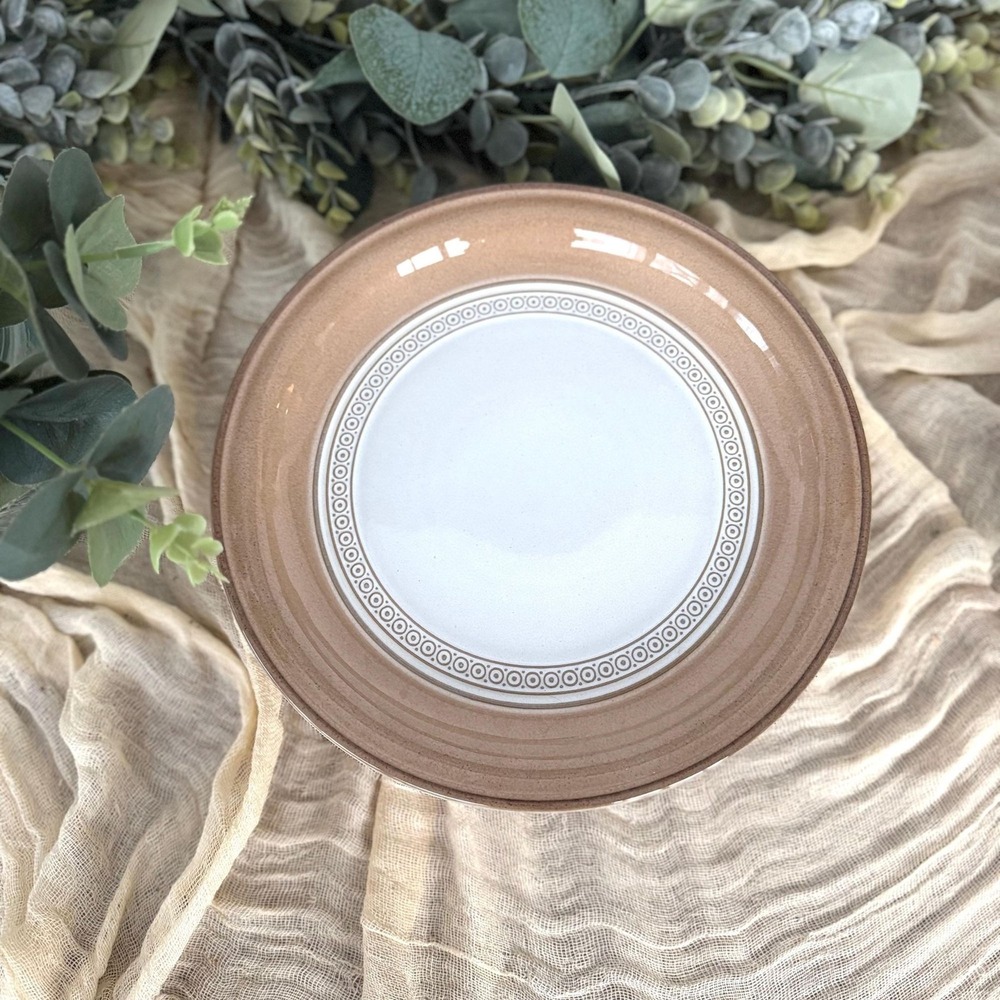 6 Denby Langley Seville Salad Plates Vintage‎ renaissance 1975 Tan Cream Circle